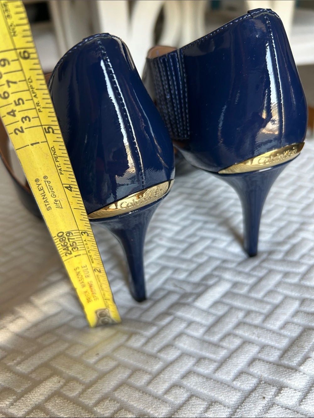 Calvin Klein Navy Patent Pointed Mary Jane Heels - Picture 7 of 7